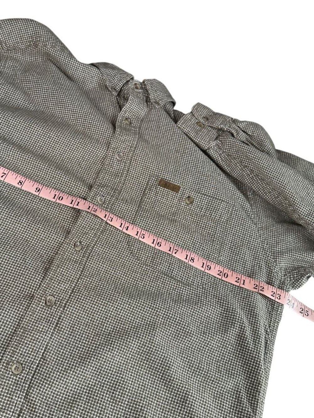 Woolrich Flannel Shirt Mens Large Houndstooth Long Sleeve Cotton Button Up - Picture 7 of 8